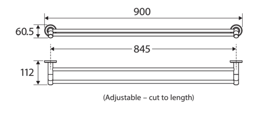 Fienza Kaya Double Towel Rail 900mm - Chrome