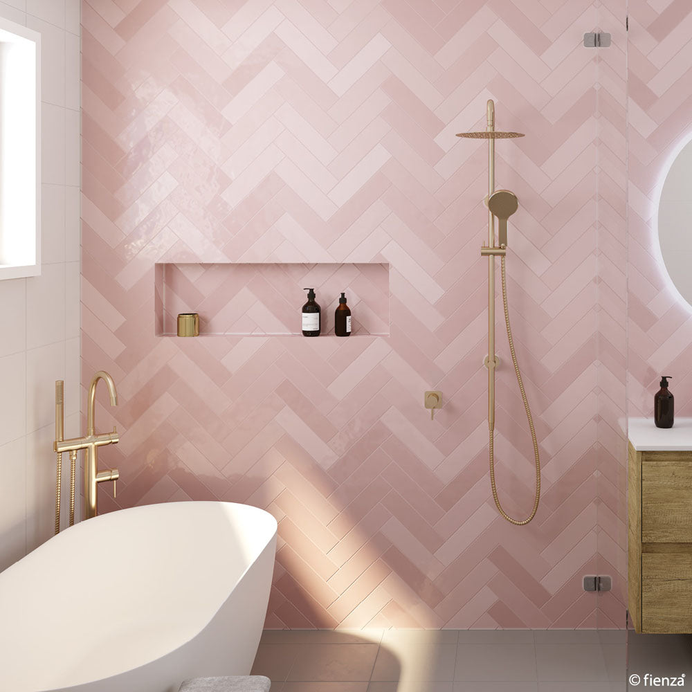 Fienza Kaya Floor Mounted Bath Mixer With Hand Shower - Urban Brass