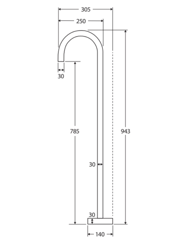 Fienza Kaya Floor Mounted Bath Outlet - Brushed Nickel