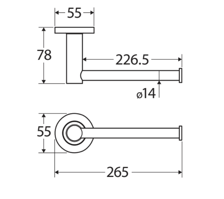 Fienza Kaya Hand Towel Rail / Roll Holder - Urban Brass
