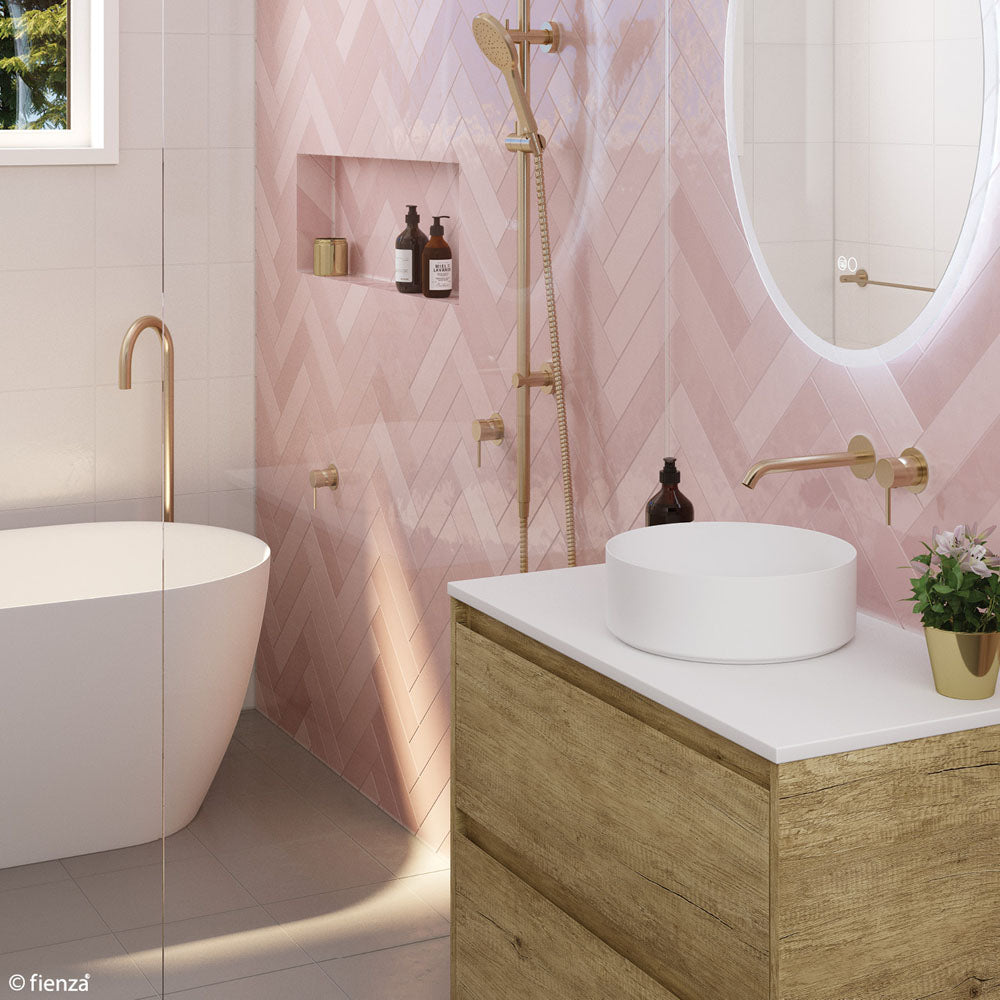 Fienza Kaya Round Plate Wall Basin / Bath Mixer Set - Urban Brass