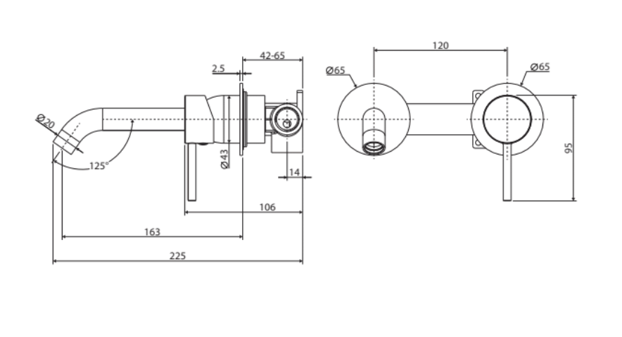 Fienza Kaya Round Plate Wall Basin / Bath Mixer Set - Urban Brass