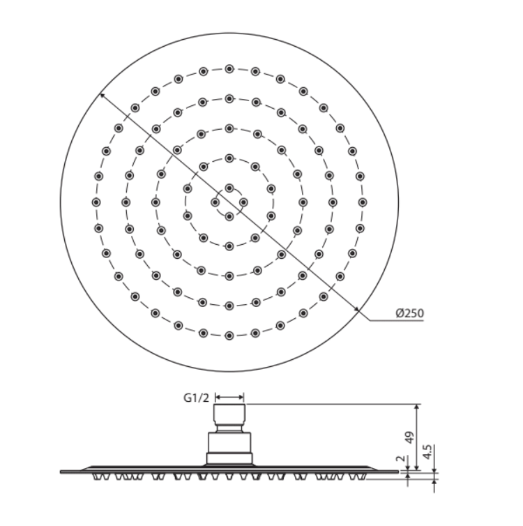 Fienza Kaya Round 250 Shower Head - Brushed Nickel