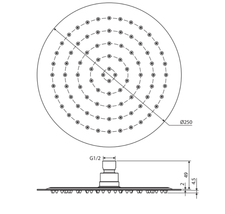 Fienza Kaya Round Shower Head 250mm - Matte Black