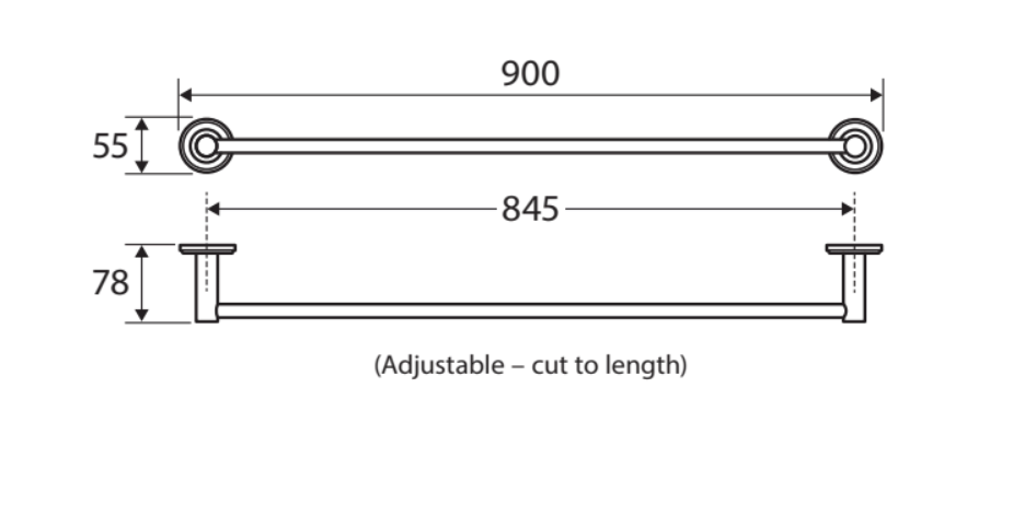 Fienza Kaya Single Towel Rail 600mm - Chrome