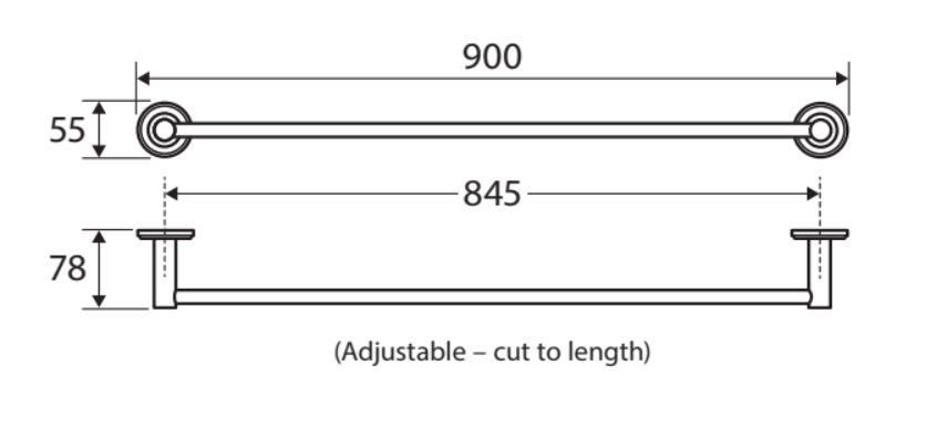 Fienza Kaya Single Towel Rail 900mm - Chrome