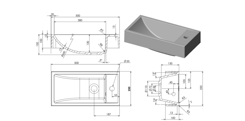 ADP Lily Floor Standing Vanity 500mm - Wellsons