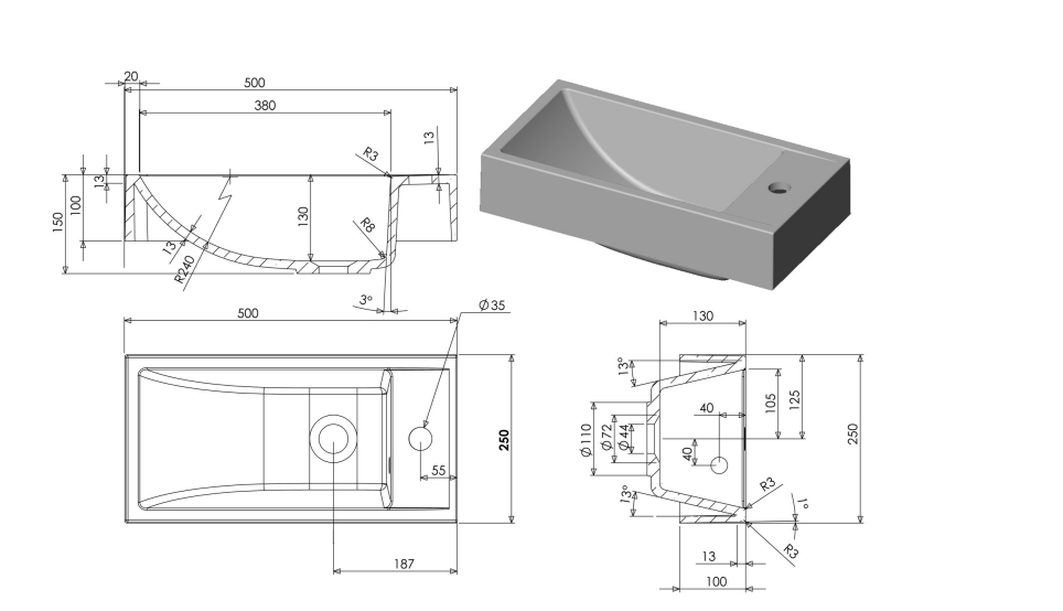 ADP Lily Wall Hung Vanity 500mm - Wellsons
