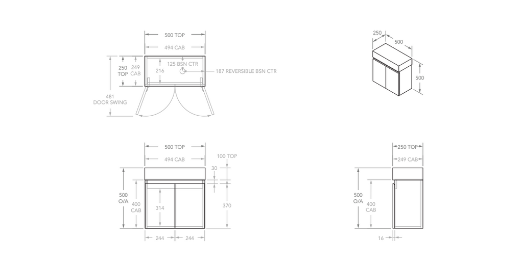 ADP Lily Wall Hung Vanity 500mm - Wellsons