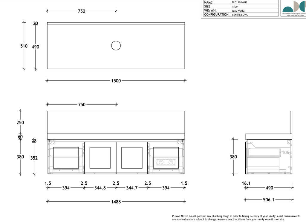 ADP London Wall Hung Vanity - Wellsons