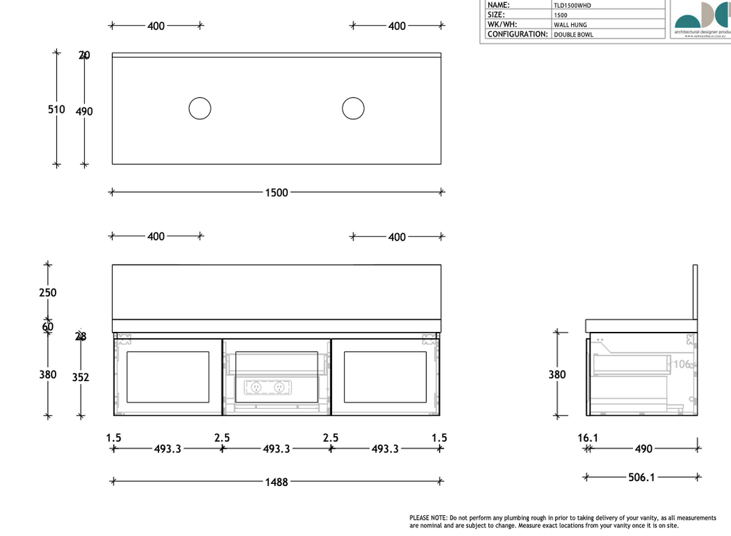 ADP London Wall Hung Vanity - Wellsons