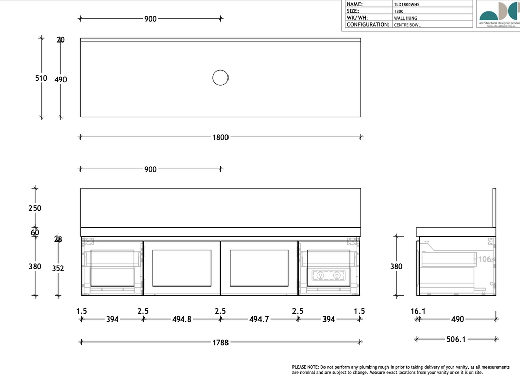 ADP London Wall Hung Vanity - Wellsons