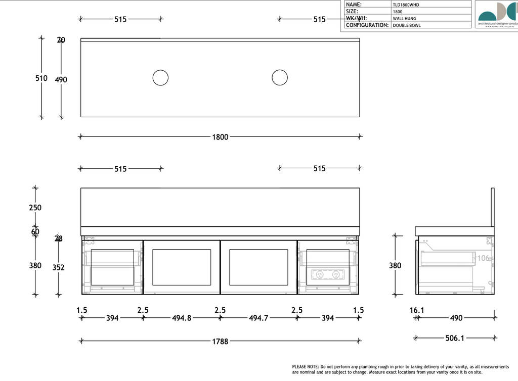 ADP London Wall Hung Vanity - Wellsons