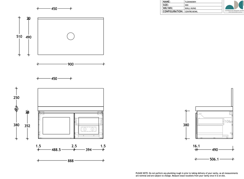 ADP London Wall Hung Vanity - Wellsons