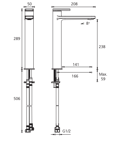 Oliveri London Tower Basin Mixer - Chrome