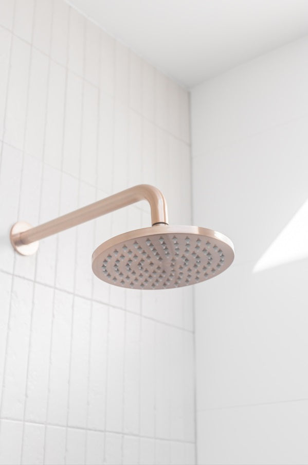 Meir Round Wall Shower Curved Arm - Champagne Rose Gold