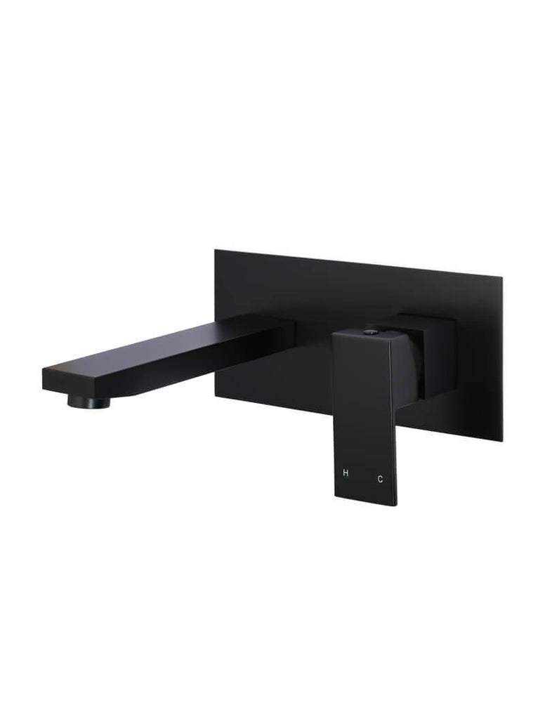 Meir Square Wall Basin Mixer And Spout - Matte Black