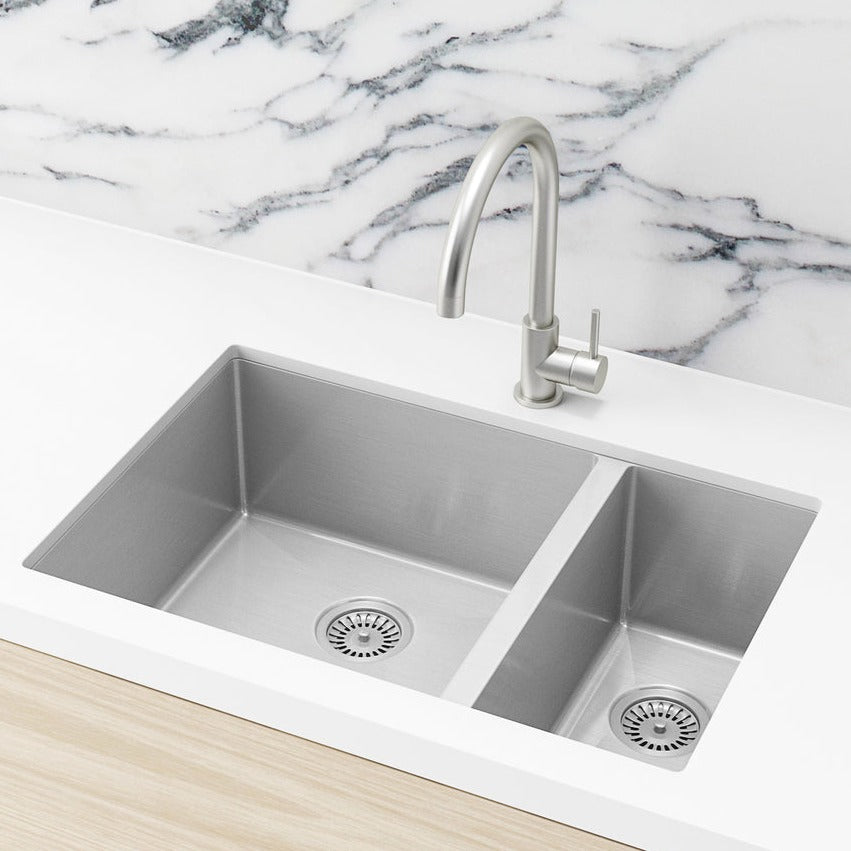 Meir Kitchen Sink 1 & 1/2 Bowl 670 x 440 - Brushed Nickel