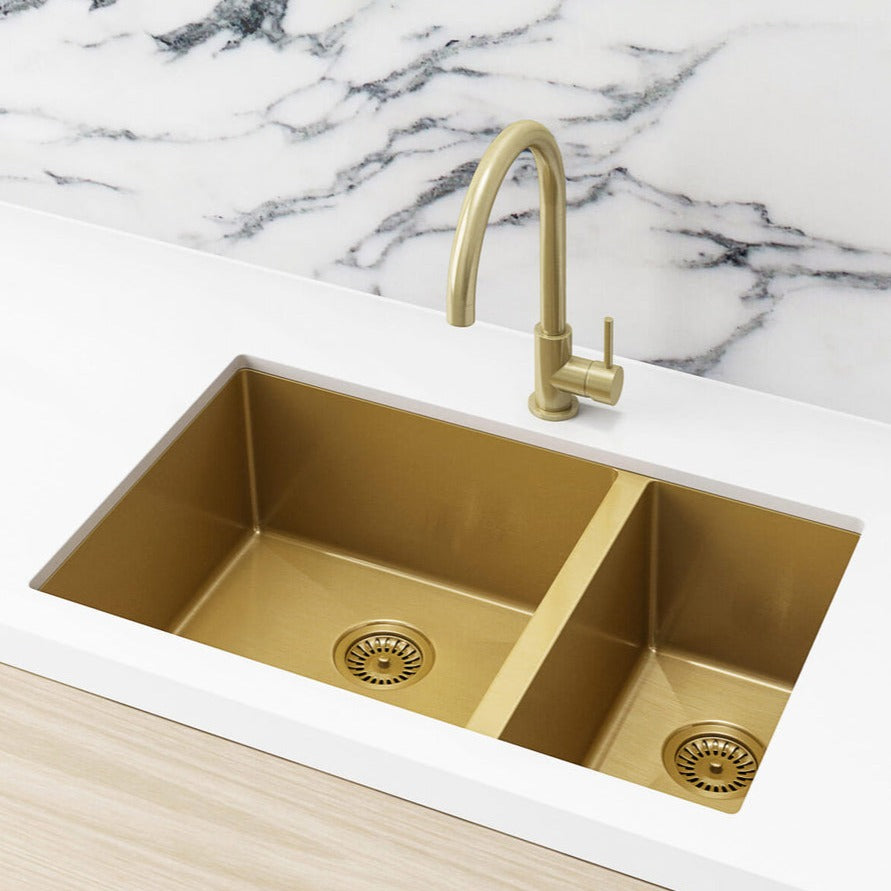 Meir Kitchen Sink 1 & 1/2 Bowl 670 x 440 - Brushed Gold