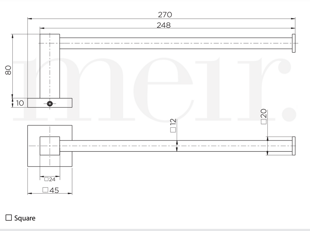 Meir Square Guest Towel Rail - Matte Black