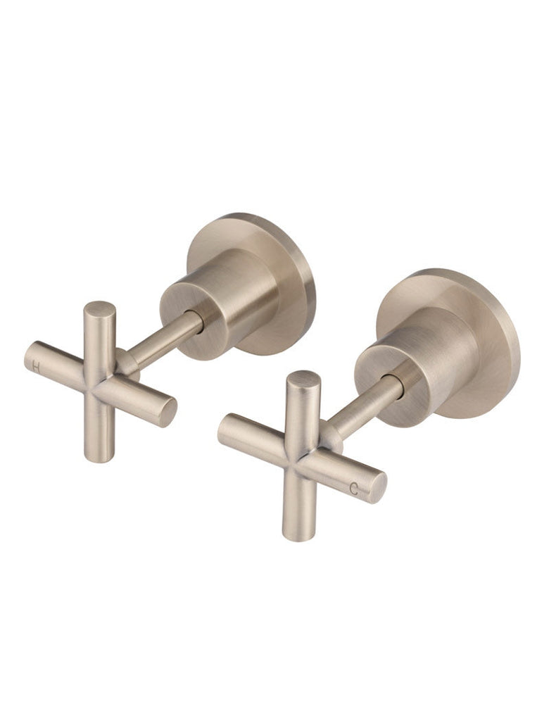 Meir Round Cross Handle Wall Top Assemblies - Champagne Rose Gold