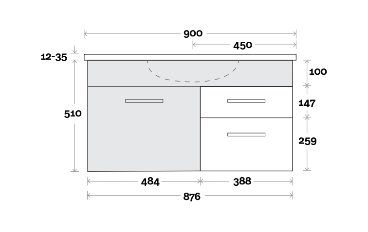 Marquis Mariner Compact Wall Hung Vanity - Wellsons