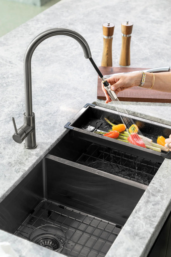Meir Lavello Kitchen Sink Collander - Gunmetal Black
