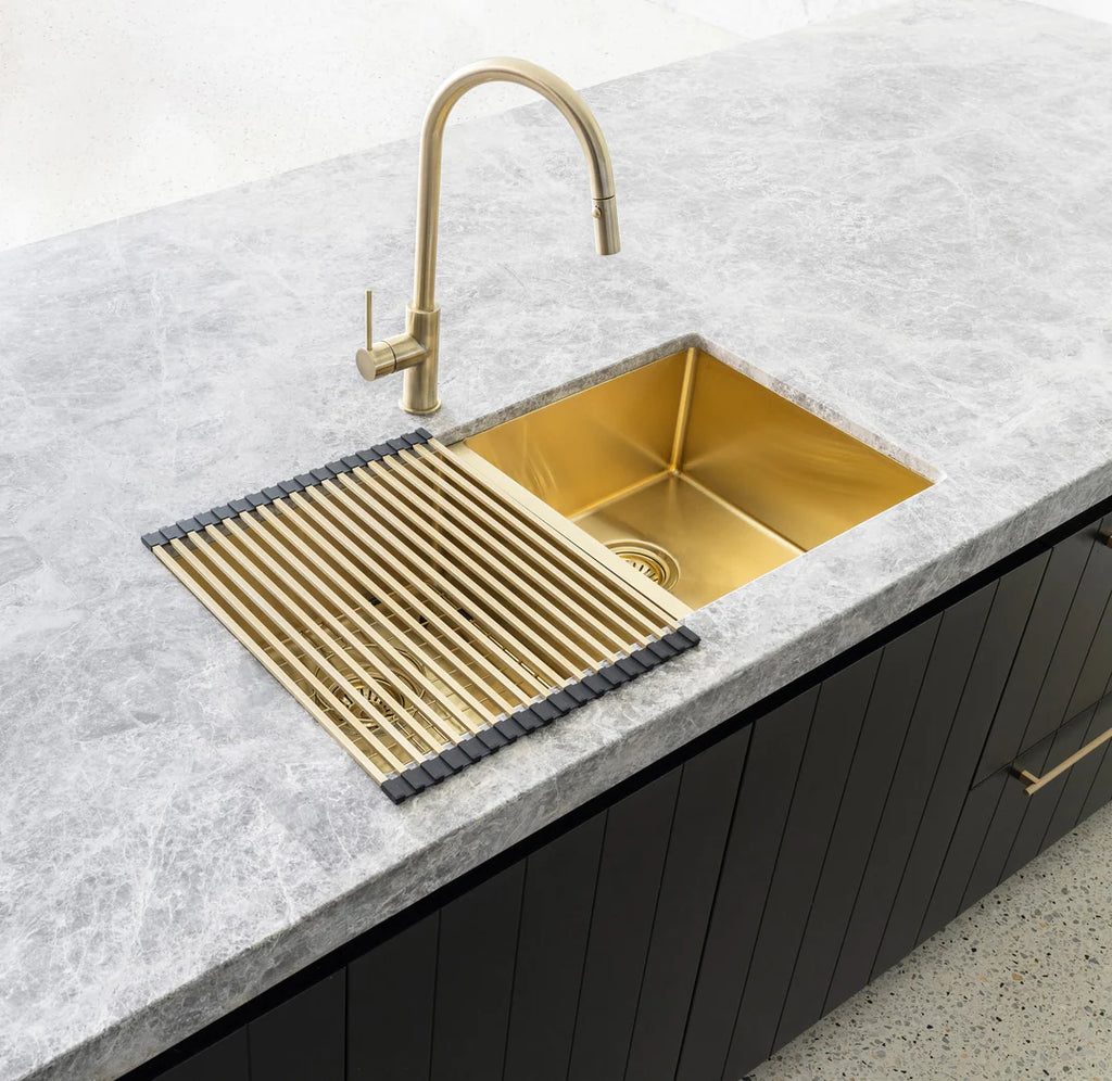 Meir Lavello Stainless Steel Rolling Mat Protector - Brushed Bronze Gold