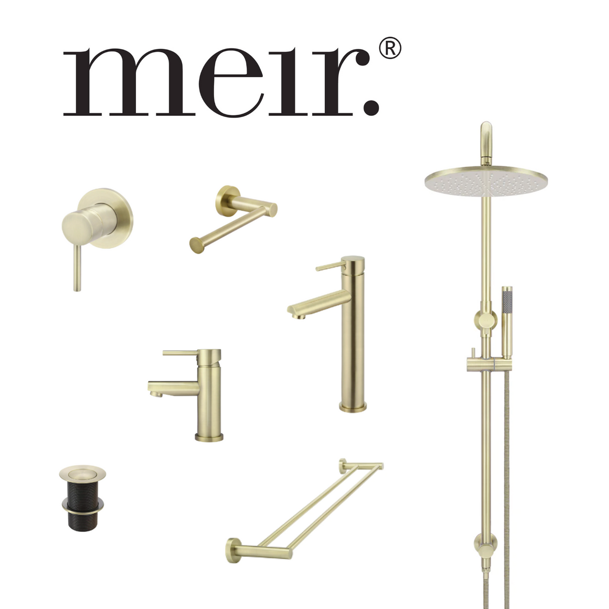 Meir Bathroom Package Tapware Shower Accessories Tiger Bronze Wellsons