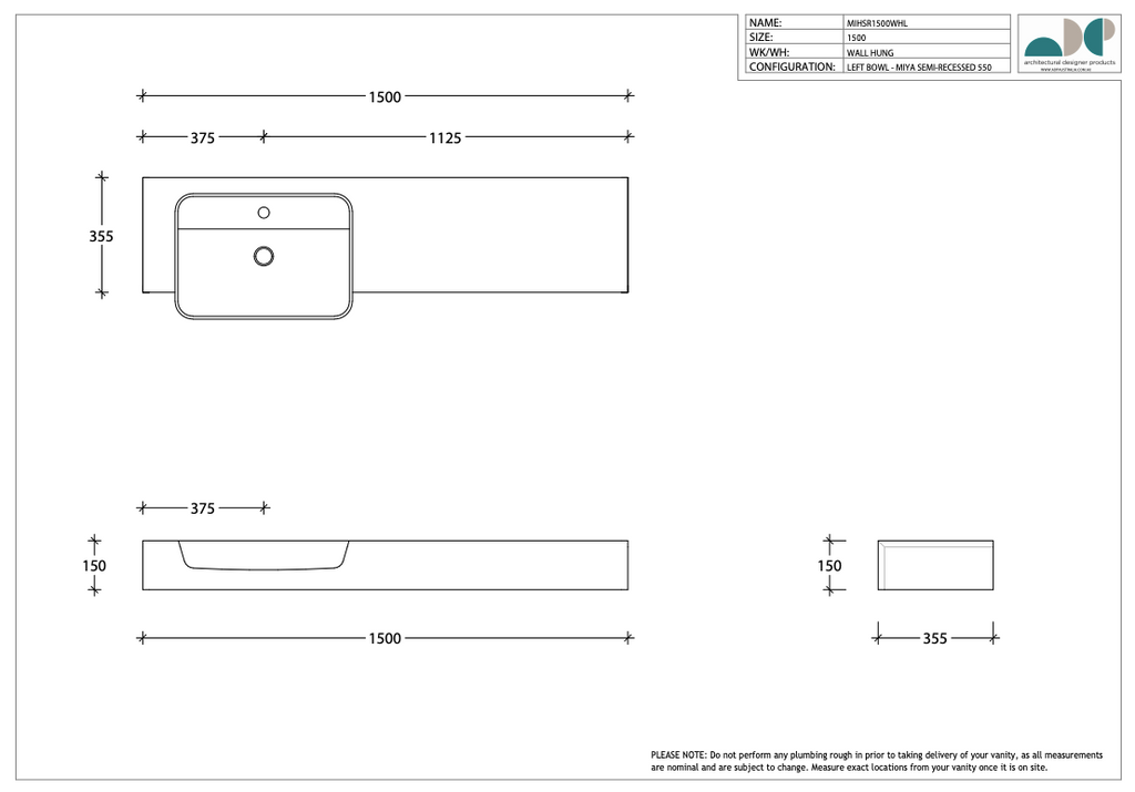 ADP Michel Semi-Recessed Vanity - Wellsons