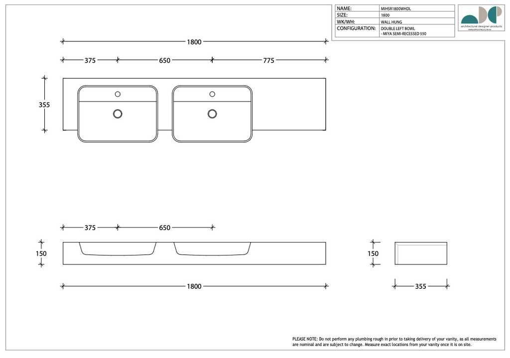 ADP Michel Semi-Recessed Vanity - Wellsons