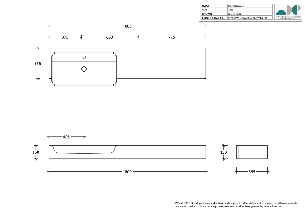 ADP Michel Semi-Recessed Vanity - Wellsons