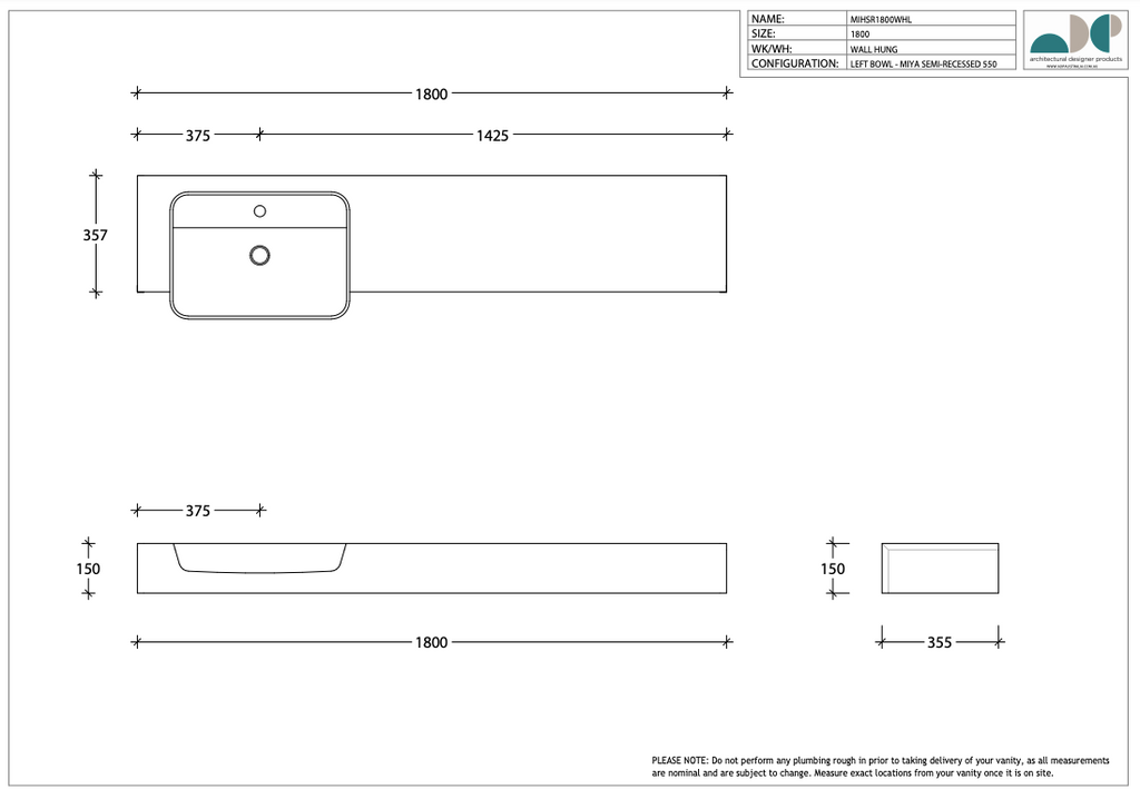 ADP Michel Semi-Recessed Vanity - Wellsons