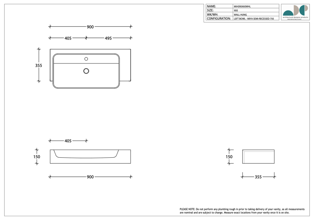 ADP Michel Semi-Recessed Vanity - Wellsons