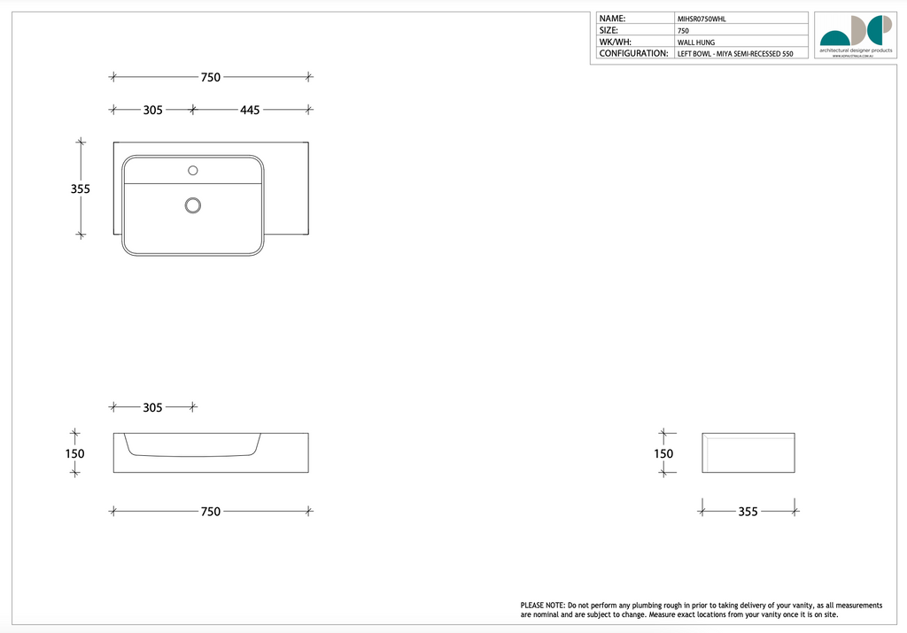 ADP Michel Semi-Recessed Vanity - Wellsons