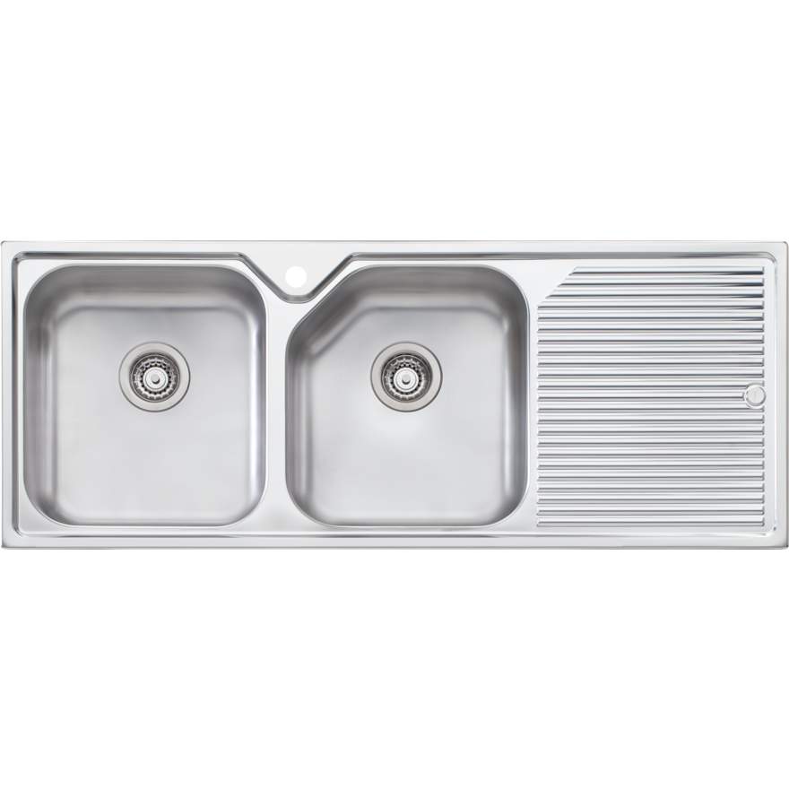 Oliveri Nu-Petite Double Bowl Topmount Sink with Drainer