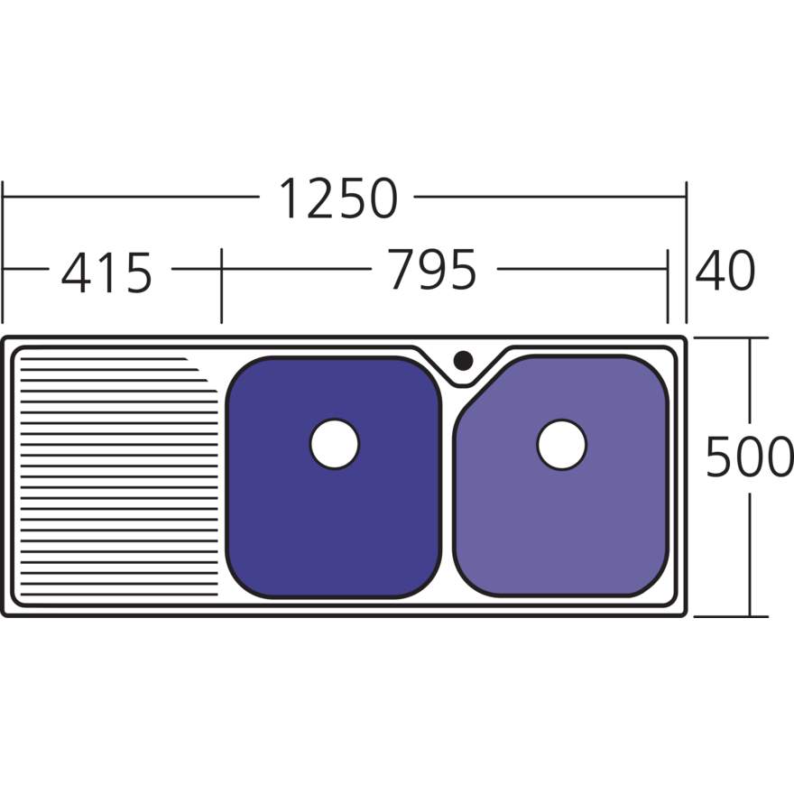 Oliveri Nu-Petite Double Bowl Topmount Sink with Drainer