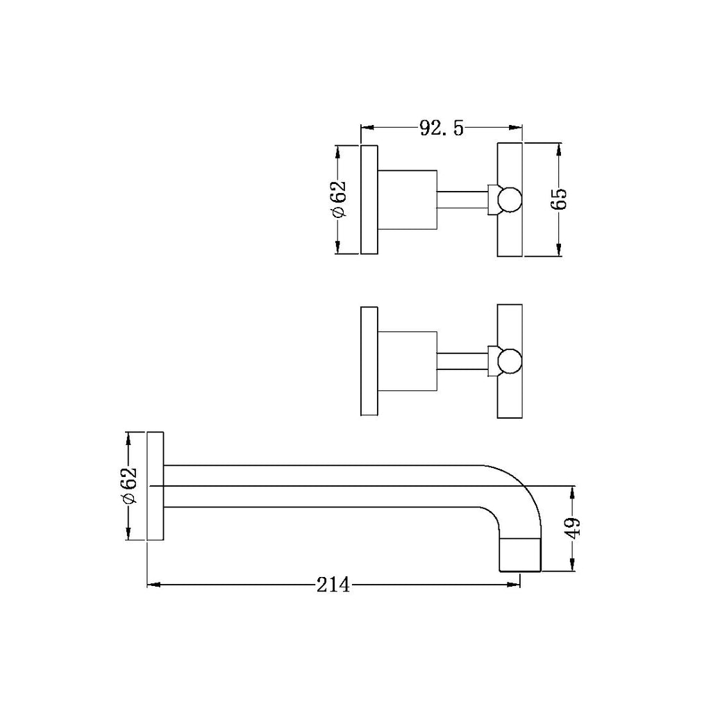 Nero X Plus Wall Basin Set Fixed Spout - Brushed Gold