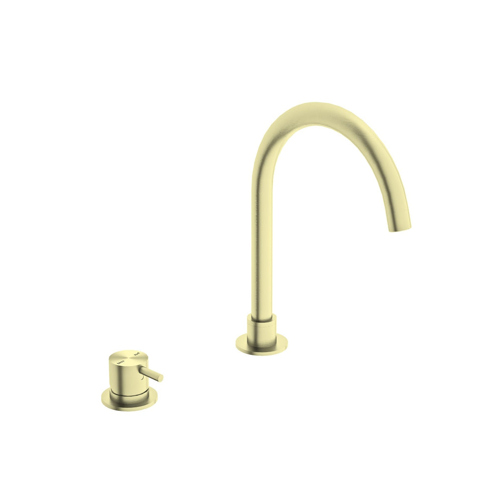 Nero Mecca Hob Basin Mixer with Round Swivel Spout - Brushed Gold - Wellsons
