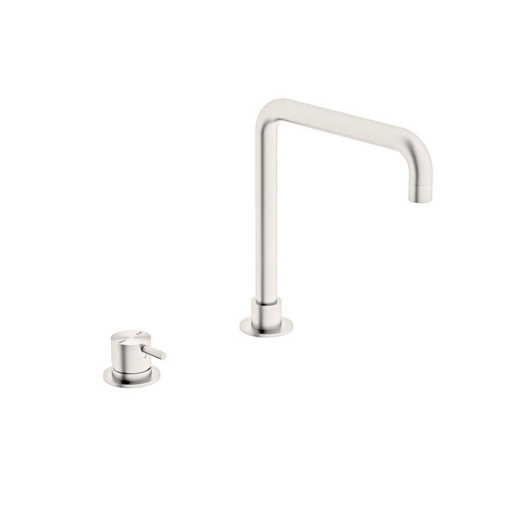 Nero Mecca Hob Basin Mixer with Square Swivel Spout - Brushed Nickel - Wellsons