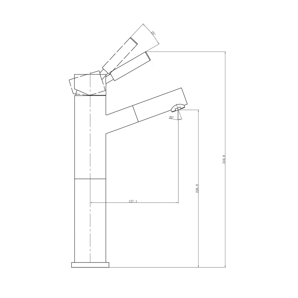 Nero Dolce Angle Spout Tall Basin Mixer - Chrome - Wellsons