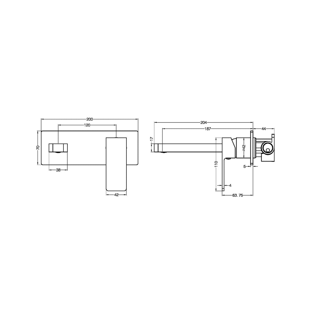 Nero Celia Wall Basin Mixer - Matte Black - Wellsons