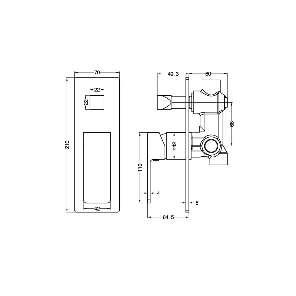 Nero Celia Shower Mixer With Diverter - Matte Black - Wellsons