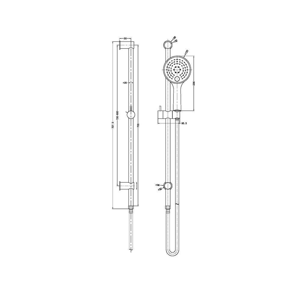 Nero Dolce 3 Function Rail Shower - Gunmetal Grey - Wellsons