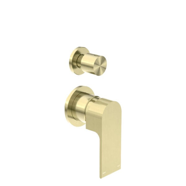 Nero Bianca Shower / Bath Mixer with Diverter (Separate Backplates) - Brushed Gold