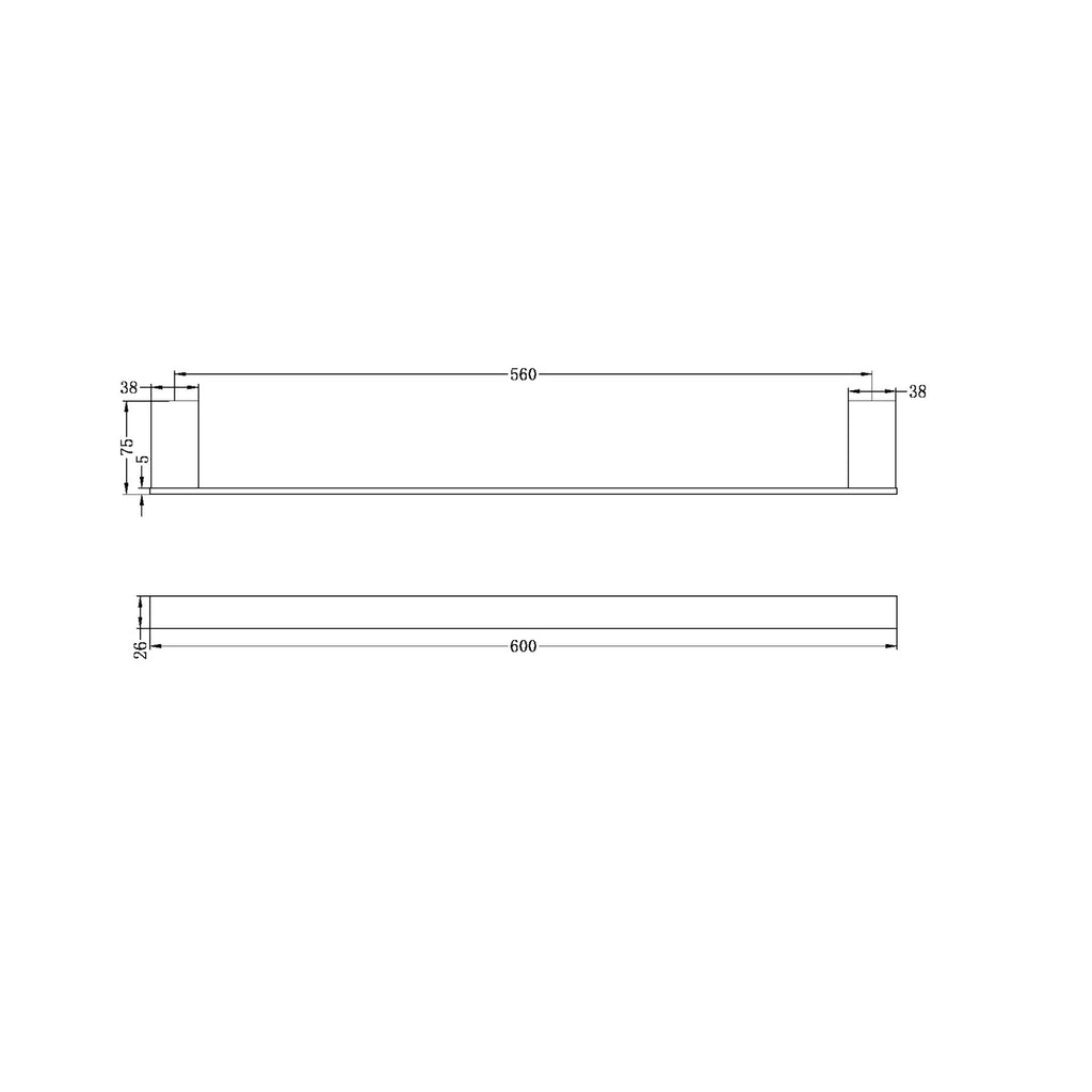 Nero Celia Single Towel Rail 600mm - Matte Black - Wellsons