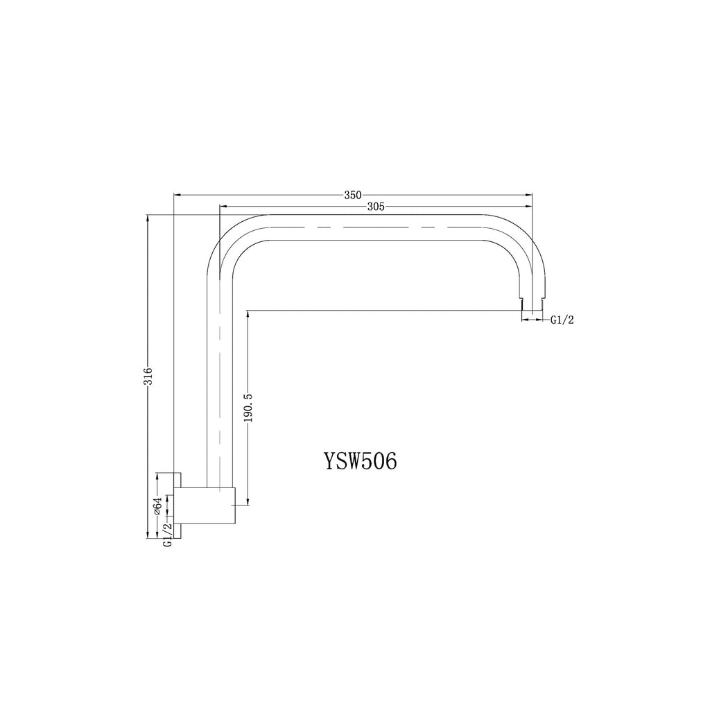 Nero Round Swivel Shower Arm - Brushed Nickel - Wellsons