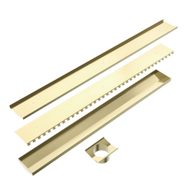 Nero Tile Insert V Channel Floor Waste 50mm Outlet - Brushed Gold
