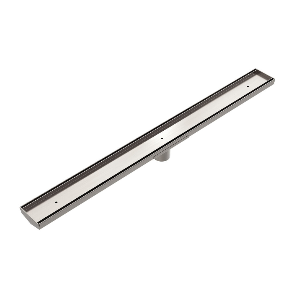 Nero Tile Insert V Channel Floor Waste 50mm Outlet - Brushed Nickel