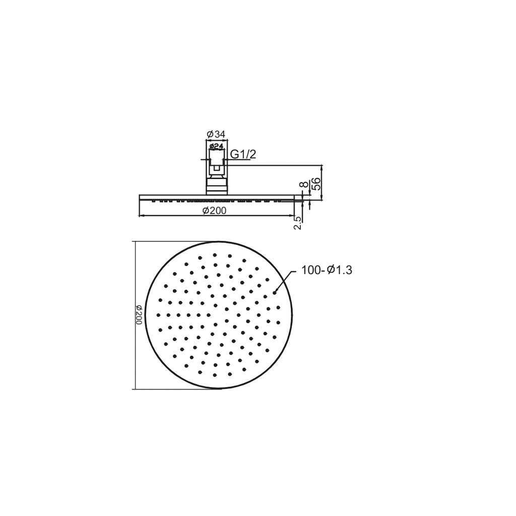 Nero Nova Round Shower Head - Matte Black - Wellsons